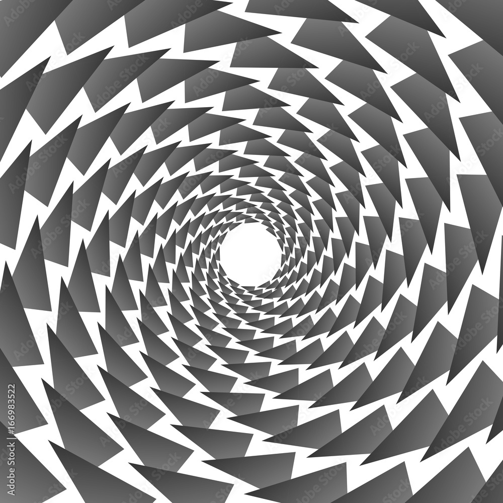 Fototapeta Background, pattern, black and white spiral pattern. Round centered Halftone illustration. Triangle, rotation.