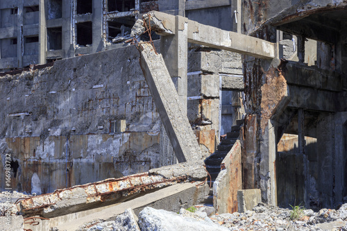 Ruins in Hashima Island, Japan photo