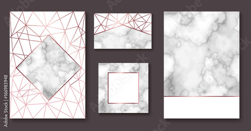 Marble brochure layout, corporate identity set, business card template or background in trendy minimalistic geometric style, stone, granite, gold texture, vector fashion wallpaper, poster, cover