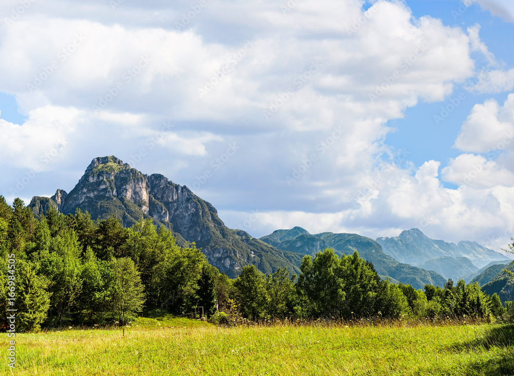 Beautiful sunny day is in mountain landscape