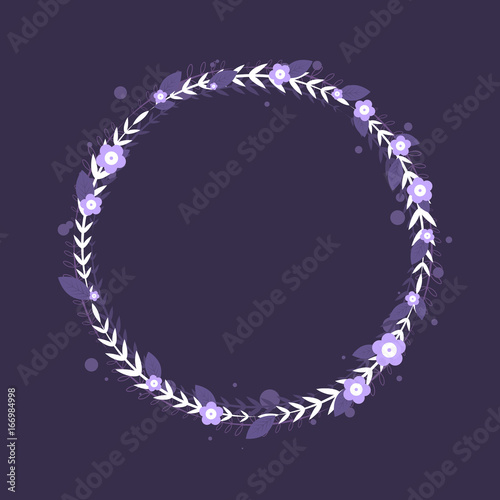 violet floral circle frame