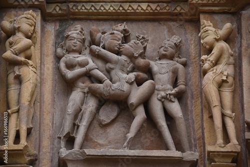 Sculpture at Kandariya Mahadeva Temple (the Great God of the Cave)  at Khajuraho in Madhya Pradesh, India