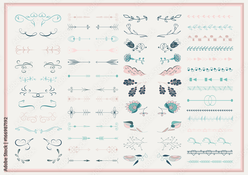 Vector set of ornate frames and scroll elements