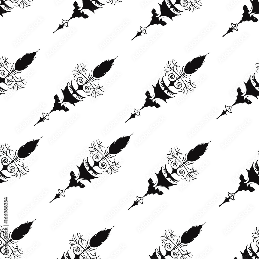 Fototapeta premium Seamless hand drawn background pattern with arrows. Vector