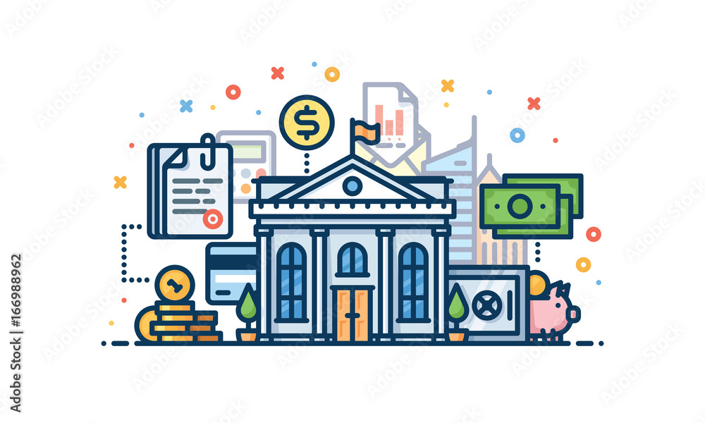 Obraz premium Bank and finance vector illustration