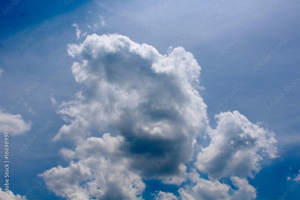 The white puffy cloud in the blue sky. The white puffy cloud in the blue sky.