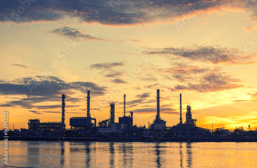 Oil and gas refinery at twilight - Petrochemical factory