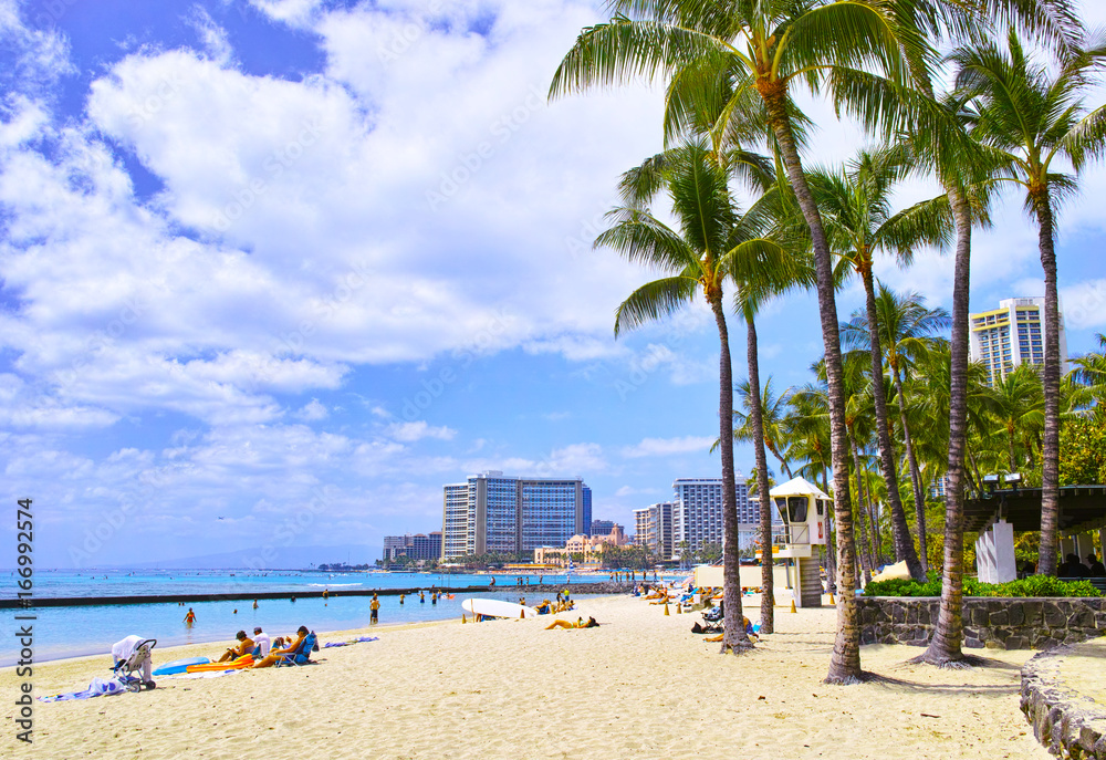 Obraz premium ハワイ ワイキキビーチ