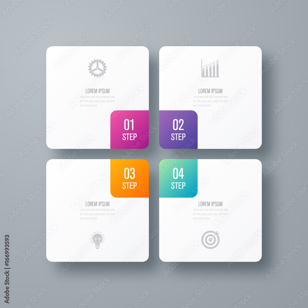 Business infographics template 4 steps with square Business infographics template 4 steps with square