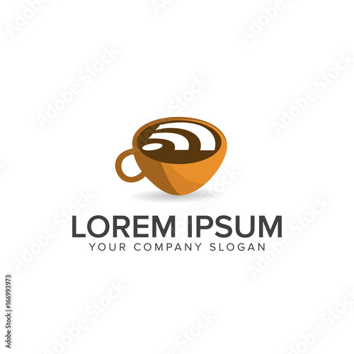 Coffee wireless logo. Food and Drink logo design concept template