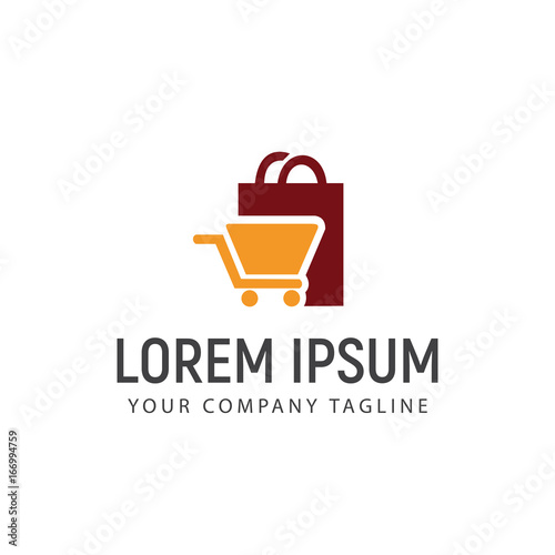Shopping bag and carriage logo design concept template
