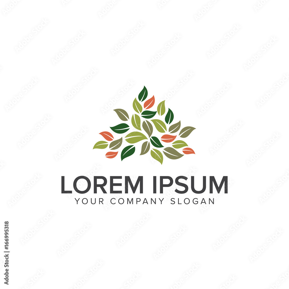 Leaf gardening logo design concept template