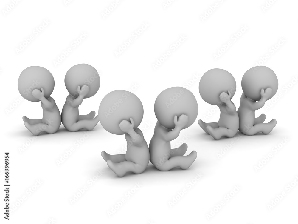 Several Sad 3D Characters Several Sad 3D Characters