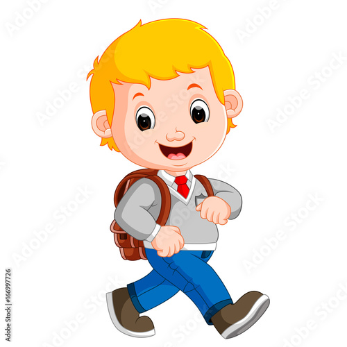 Cute boy on his way to school
