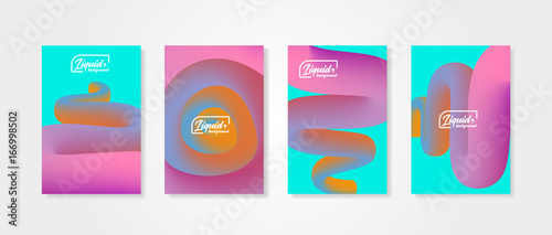 Set of abstract backgrounds. Design templates with liquid elements. Covers or posters with gluid objects. photo