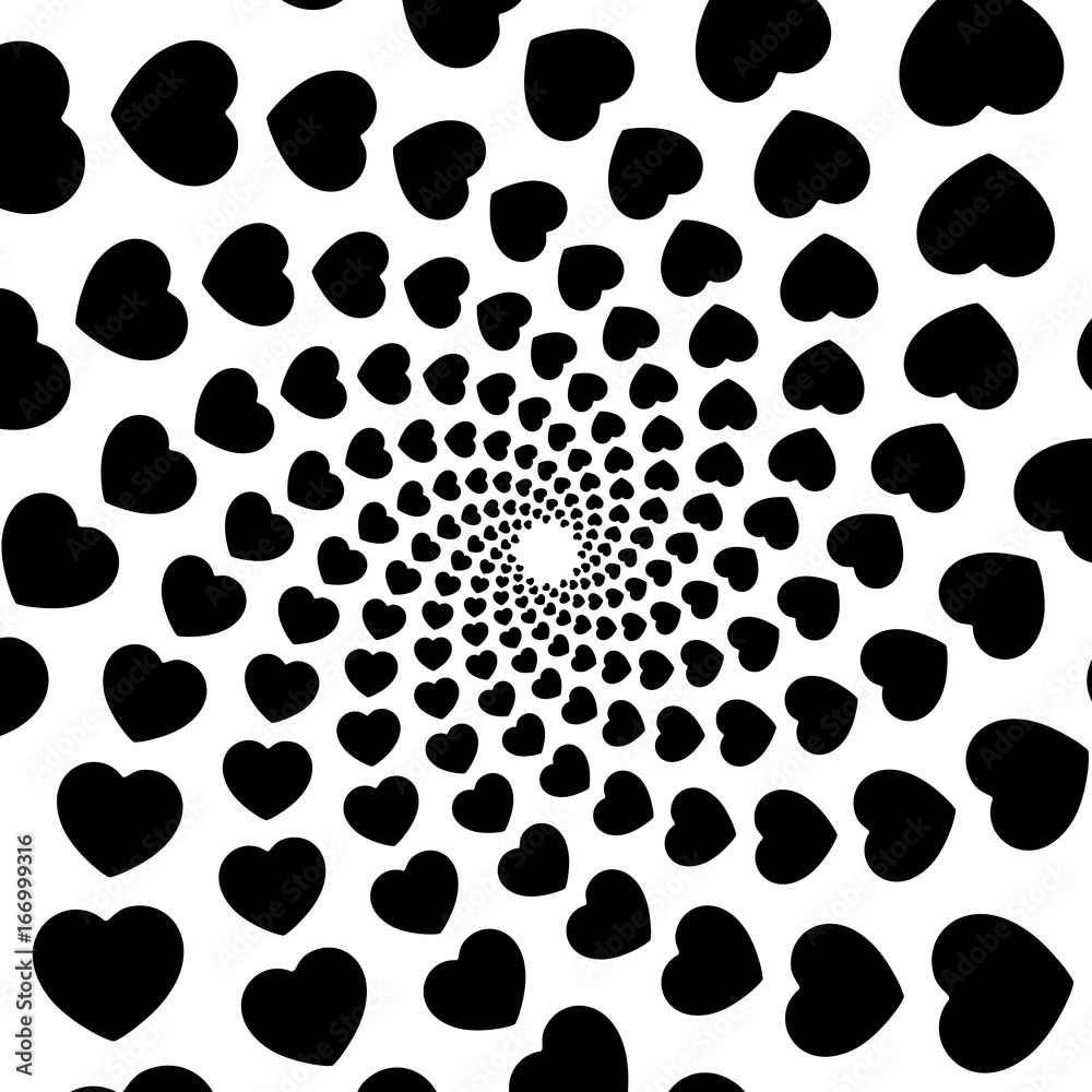 Background, pattern, black and white spiral pattern. Round centered Halftone illustration. Heart, rotation, rotation Background, pattern, black and white spiral pattern. Round centered Halftone illustration. Heart, rotation, rotation