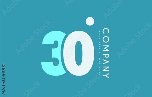 number 30 blue white cyan logo icon design