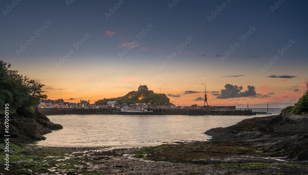 Sunset over the tourist town of Ilfracombe in Devon