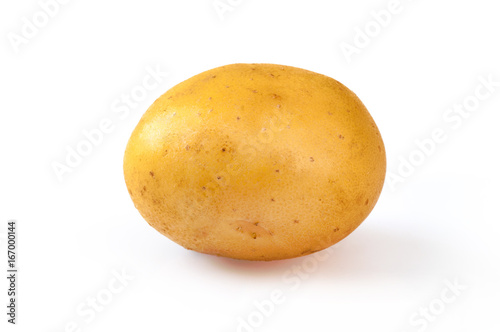 Young yellow potato, isolated on white. Close up