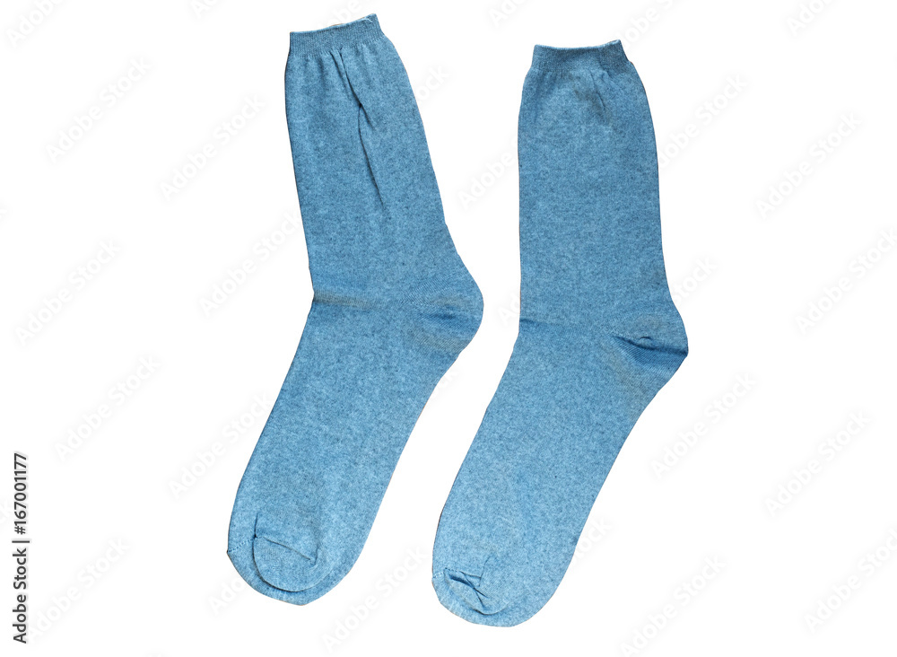 A pair of socks isolated on a white background, a photo for a mockup logo A pair of socks isolated on a white background, a photo for a mockup logo