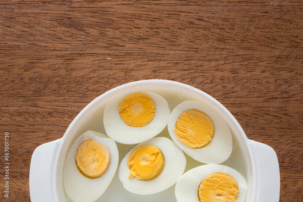 Eggs boiled on wooden table. Eggs boiled on wooden table.