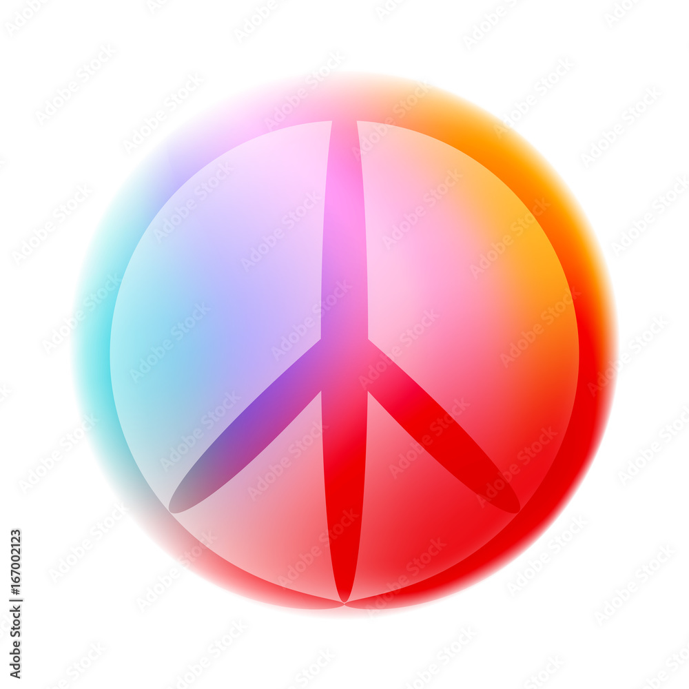 Contour colourful peace sign, isolated vector Contour colourful peace sign, isolated vector