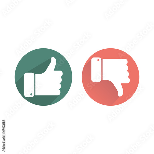 Like and dislike icons. Flat design
