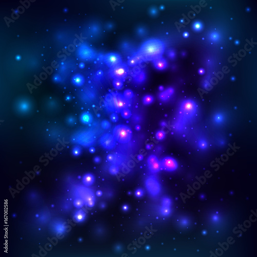 Abstract vector background with space and stardust. Beautiful neon background with glowing lights, postcard, invitation, poster, picture, card © KAMAROUSKAYA