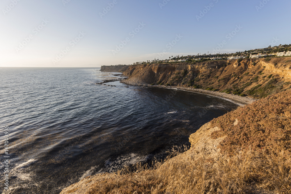 Late afternoon pacific ocean view at Rancho Palos Verdes in Los Angeles County, California.