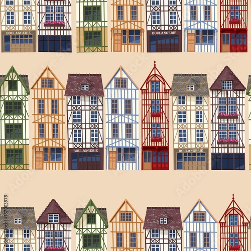 Fototapeta Naklejka Na Ścianę i Meble -  Old town seamless pattern