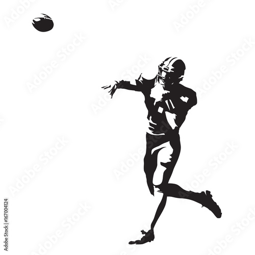 American football player throwing ball, abstract vector silhouette photo