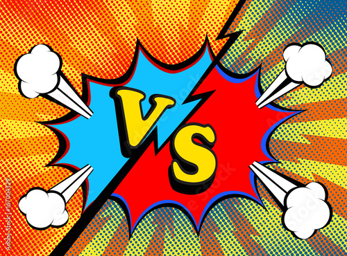Versus. vs. Fight backgrounds pop art retro comic style design. Vector illustration.