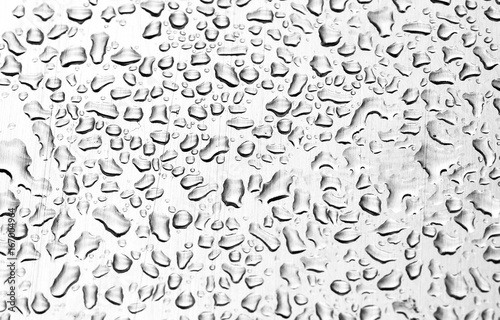 Raindrops on metal surface