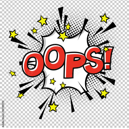 Ooops! Comic sound. Comic speech bubble. Halftone transparent background