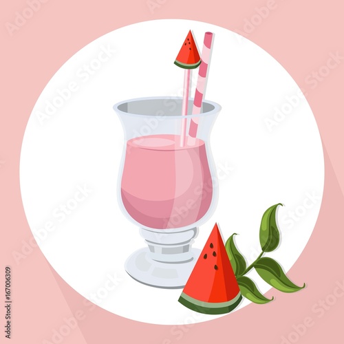 Watermelon cocktail Summer refreshing drink Vector