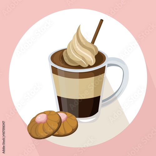 Coffee or Chocolate cocktail Vector summer sweet drink