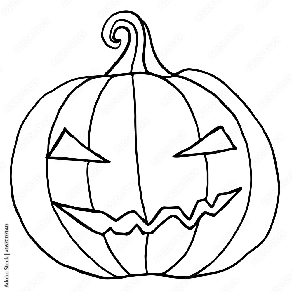 Black and white cartoon, evil muzzle, pumpkin. Stock Vector | Adobe Stock