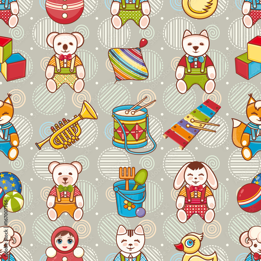 Child toy seamless pattern. Design element Child toy seamless pattern. Design element
