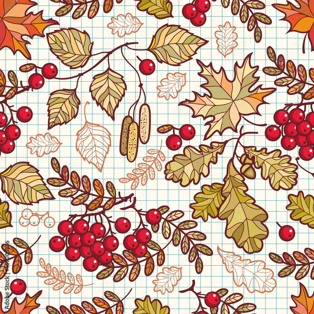 Seamless pattern. Autumn Deciduous ornament. Seamless pattern. Autumn Deciduous ornament.