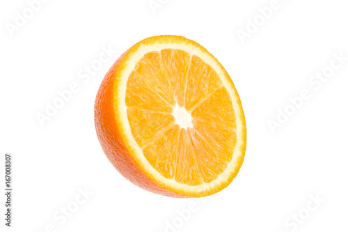 Half of juicy orange on a white background