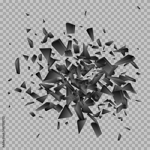 Black explosion. Abstract vector illustration. Glass shatter effect