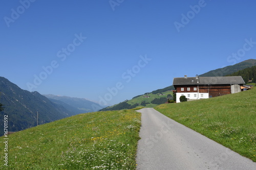 Osttirol, Pustertal, Pustertaler Höhenstraße, Lienzer Dolomiten, Berg, Tal, Straße, Bergstraße, Dorf, Sommer, Zentralalpen, Assling photo