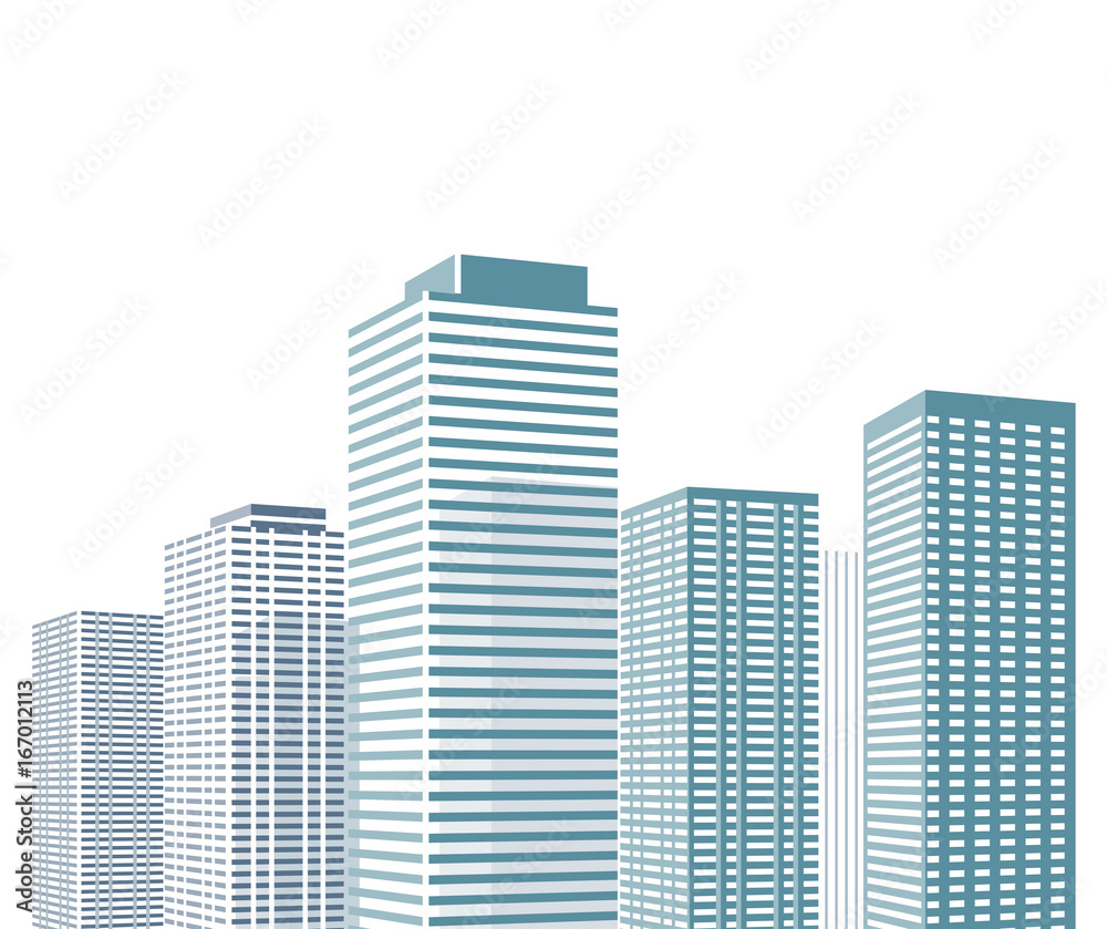 Stadtbild mit Hochhäusern Illustration