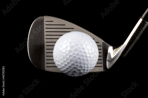 Golf Club and Golf Ball on a Black Background