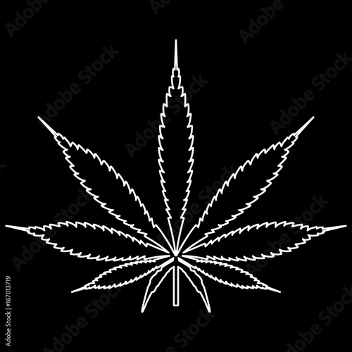 Cannabis (marijuana) leaf white color path icon .