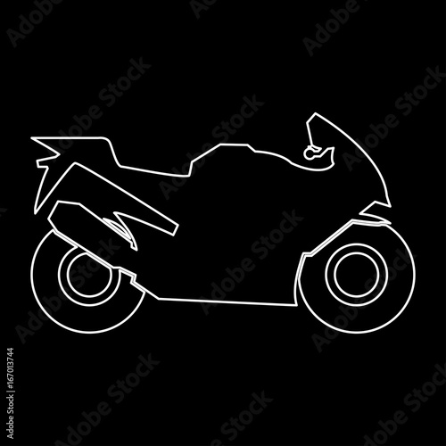 Motorcycle white color path icon .