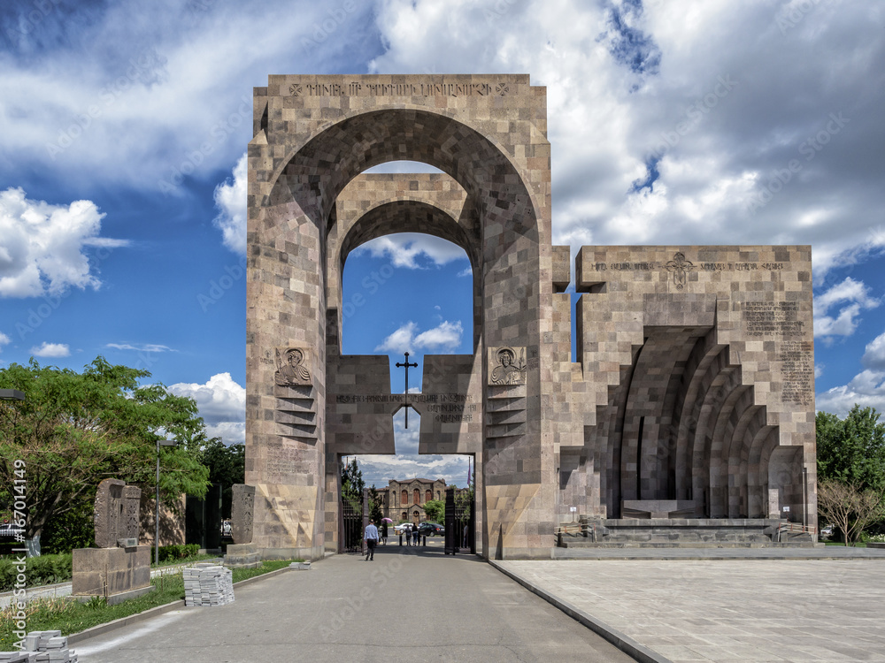 Etschmiatsin, Haupteingang, Freiluft Altar, Kathedrale, Provinz Armavir, Vagharschapat,  Armenien, Asien
