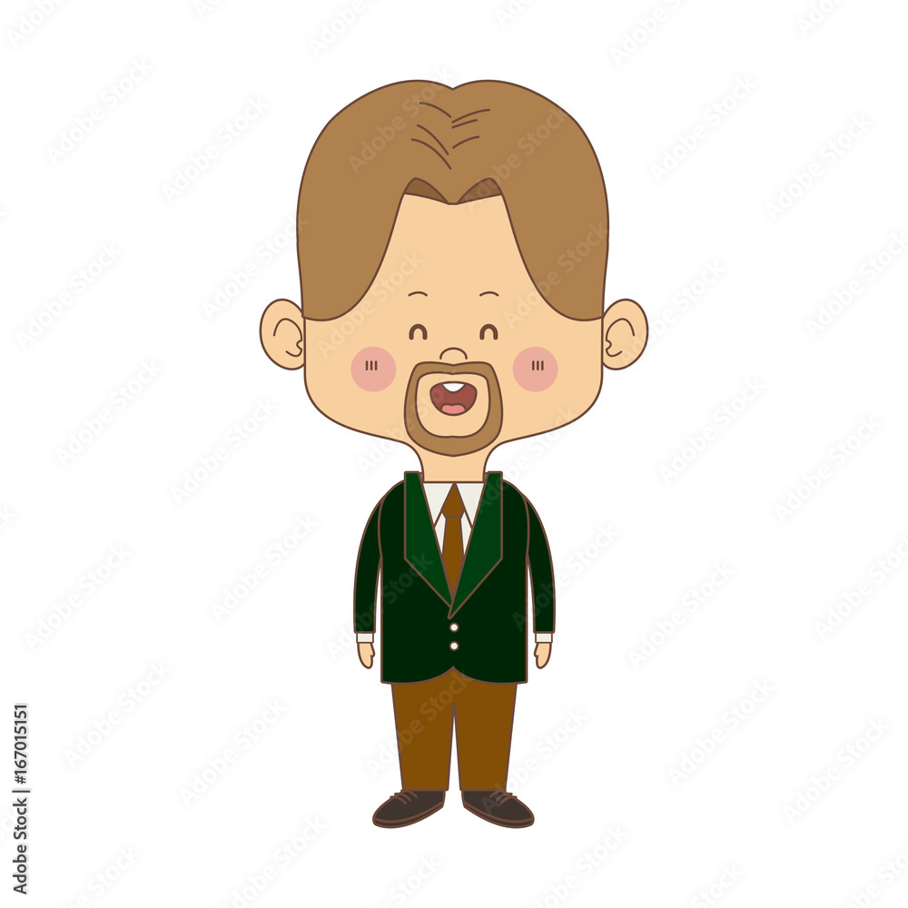 cute man cartoon standing formal clothes character