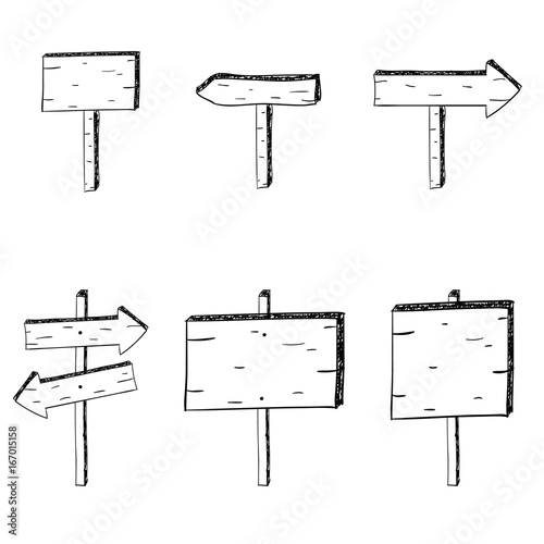 hand drawn wood sign vector