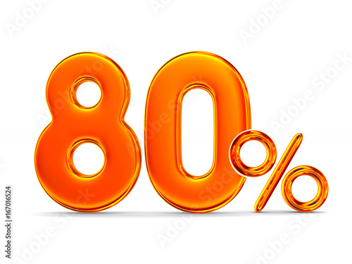 Eighty percent on white background. Isolated 3D illustration photo